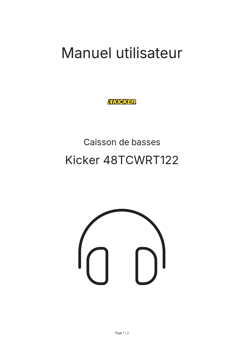 Page n°1 - Manuel utilisateur Kicker 48TCWRT122