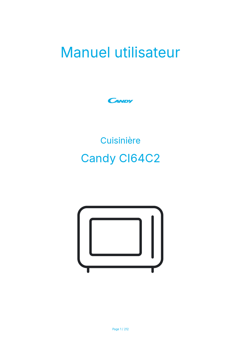 Page n°1 - Manuel utilisateur Candy CI64C2