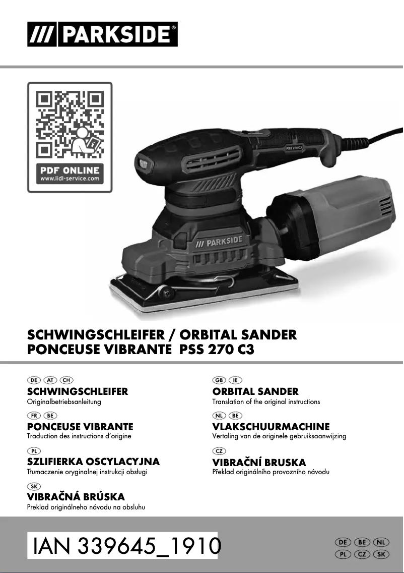 Page 1 de la notice Manuel utilisateur Parkside PSS 270 C3