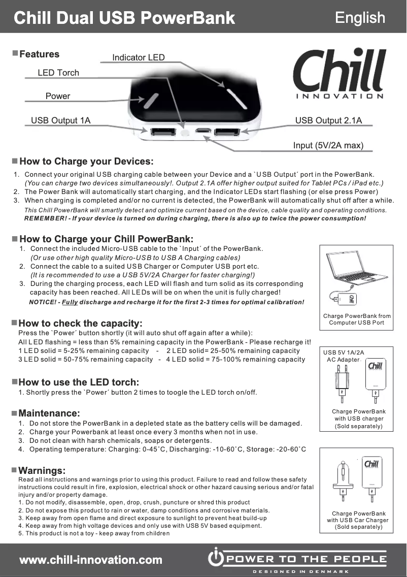 Page n°1 - Manuel utilisateur Chill Innovation PB-12000 USB Power Bank