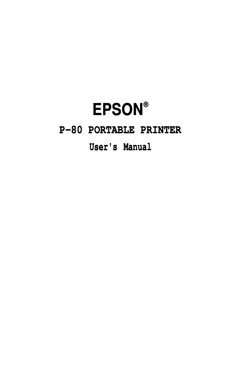 Image de la première page du manuel de l'appareil P-80