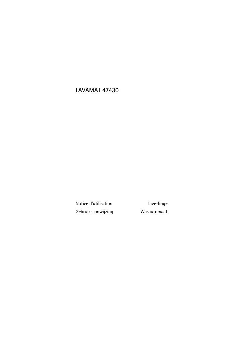 Page n°1 - Manuel utilisateur AEG Lavamat 47430