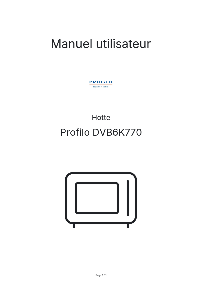 Page n°1 - Manuel utilisateur Profilo DVB6K770