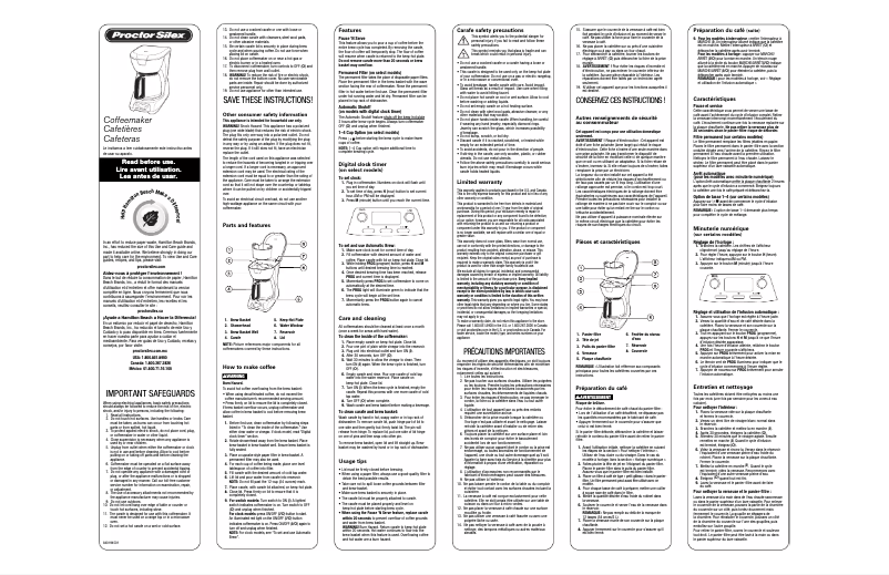 Page 1 of the manual User Manual Proctor Silex 43601