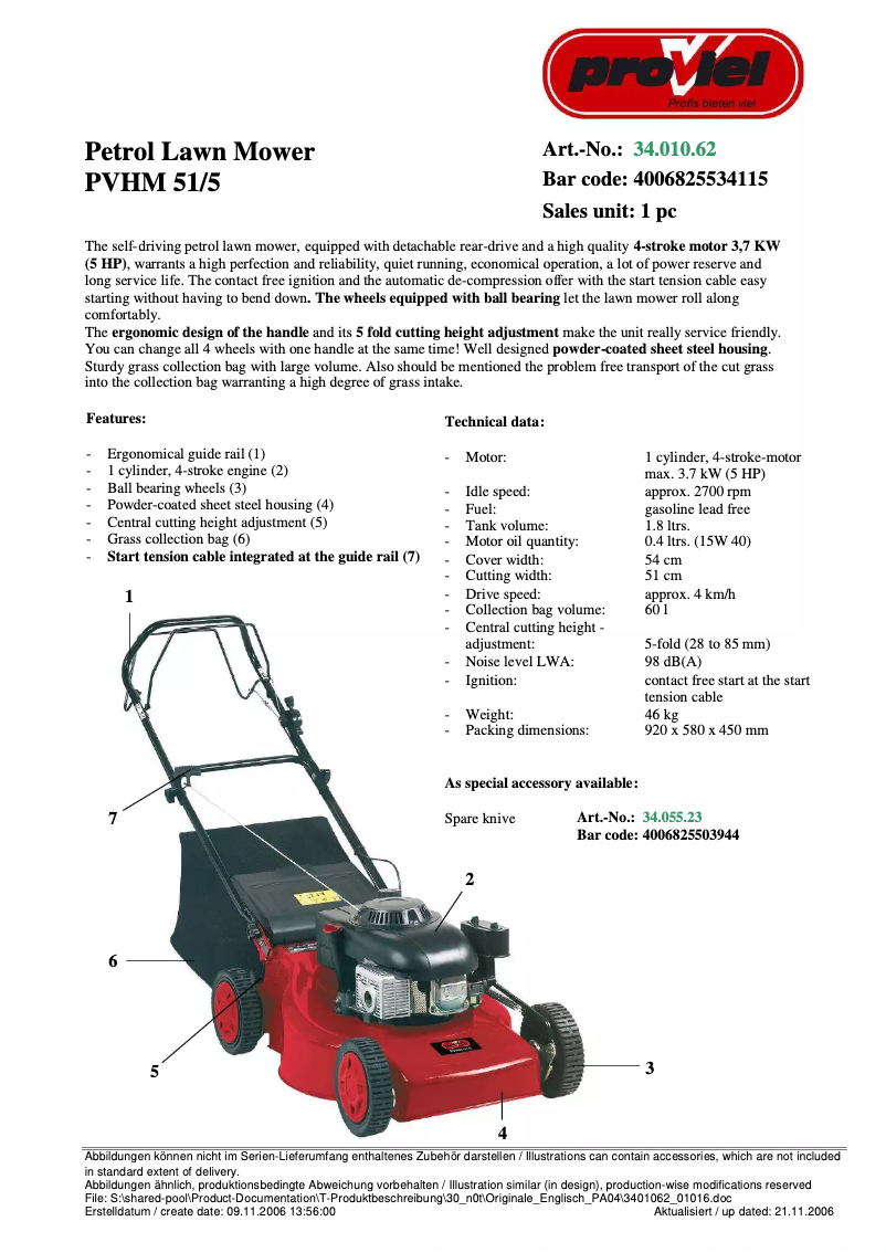 Page n°1 - Manuel utilisateur Proviel PVHM 51/5