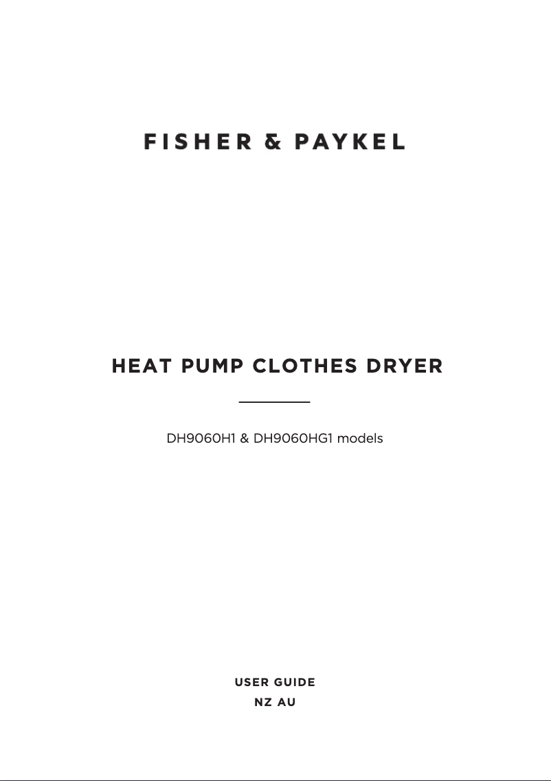 Page 1 de la notice Manuel utilisateur Fisher & Paykel DH9060HG1