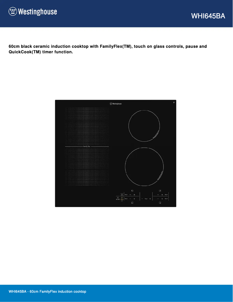 Page n°1 - Fiche technique Westinghouse WHI645BA