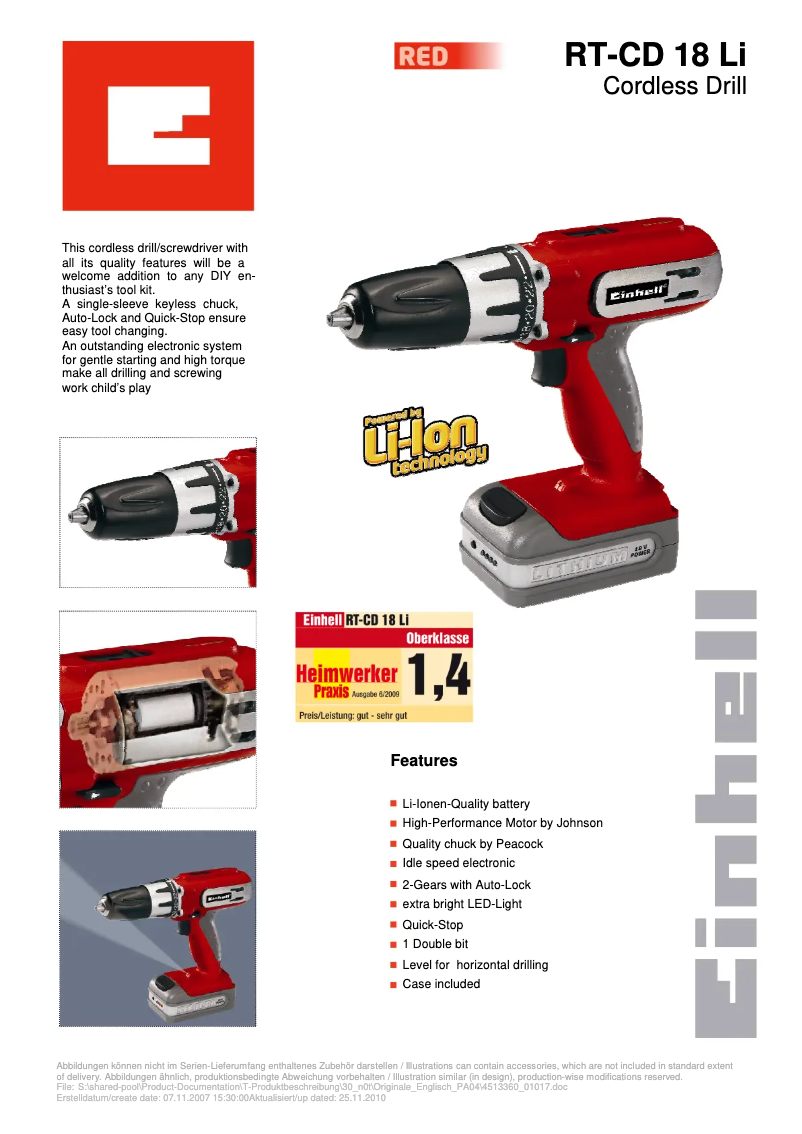 Página 1 del manual Manual de usuario Einhell RT-CD 18 Li