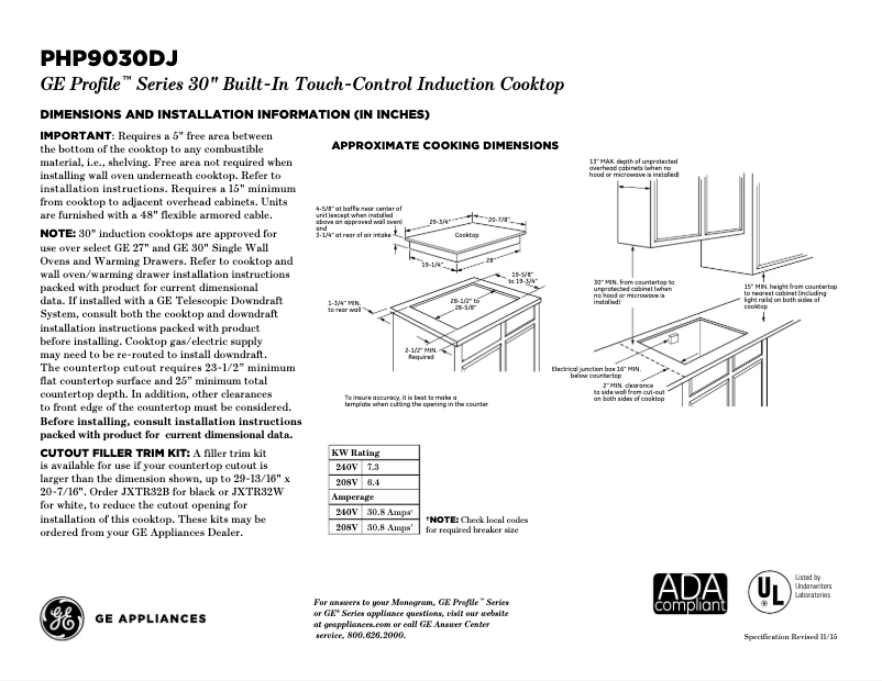 Image de la première page du manuel de l'appareil Profile PHP9030DJBB