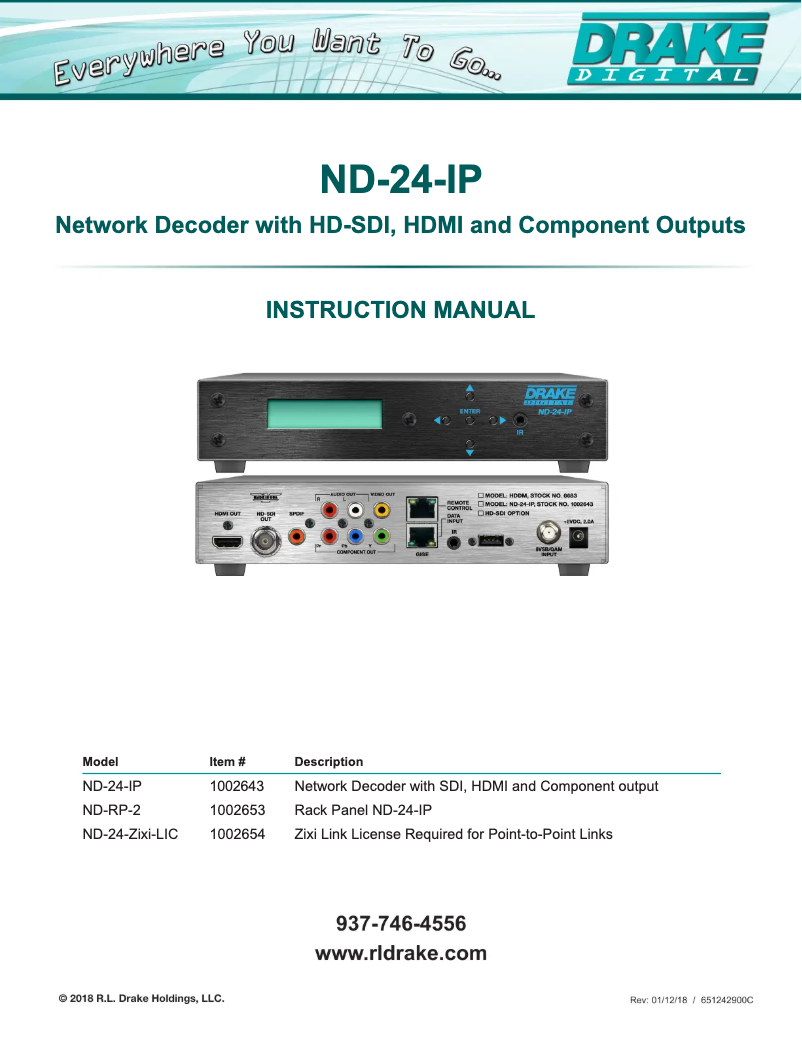 Page n°1 - Manuel utilisateur Drake ND-24-IP