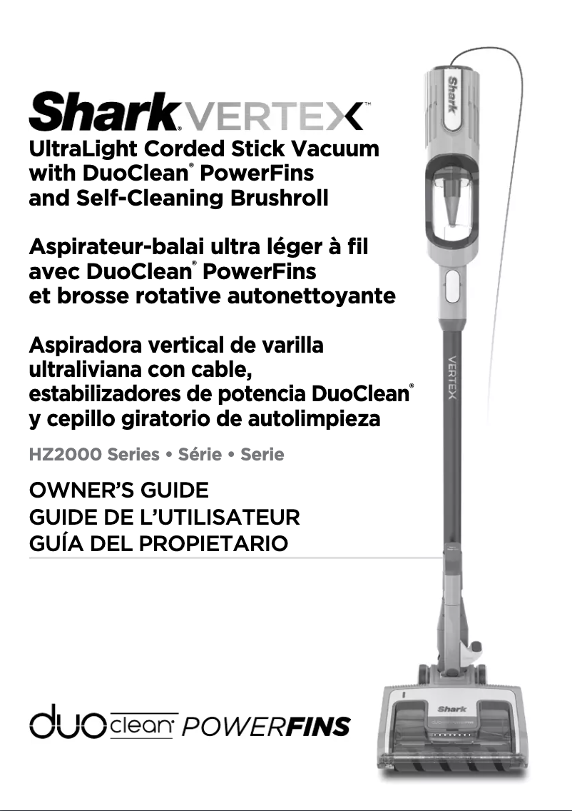 Page 1 de la notice Manuel utilisateur Shark Vertex HZ2002
