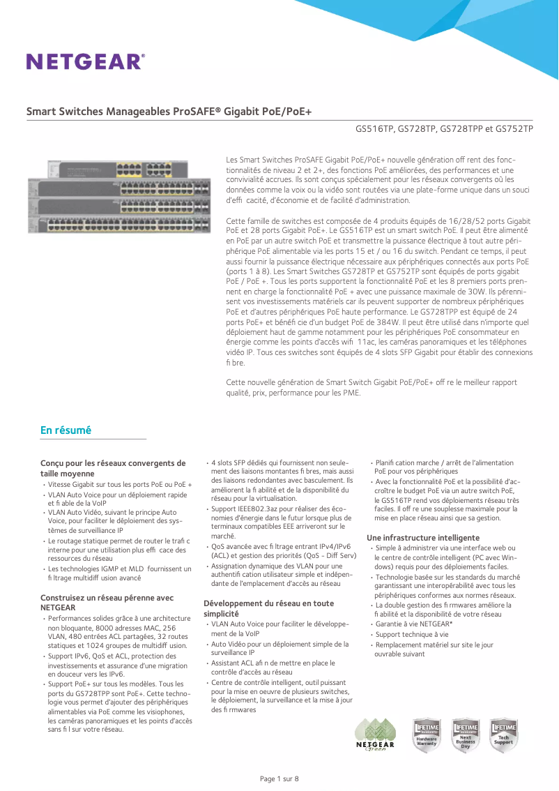 Page n°1 - Fiche technique Netgear GS728TPP