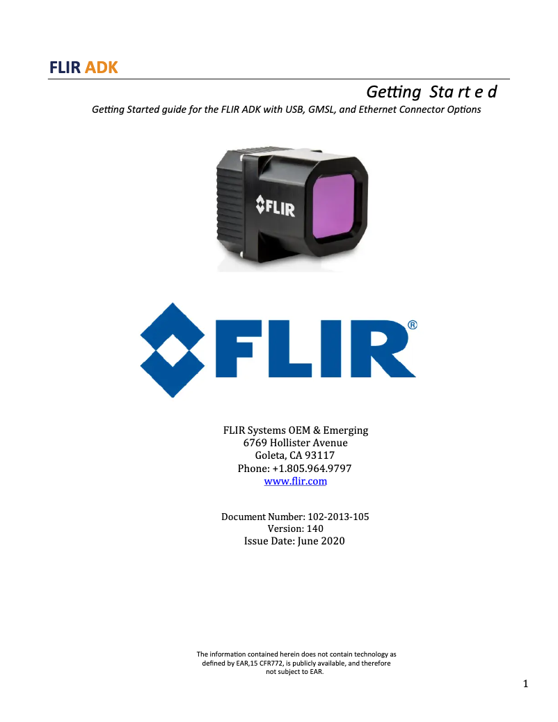 Page 1 de la notice Manuel utilisateur FLIR ADK