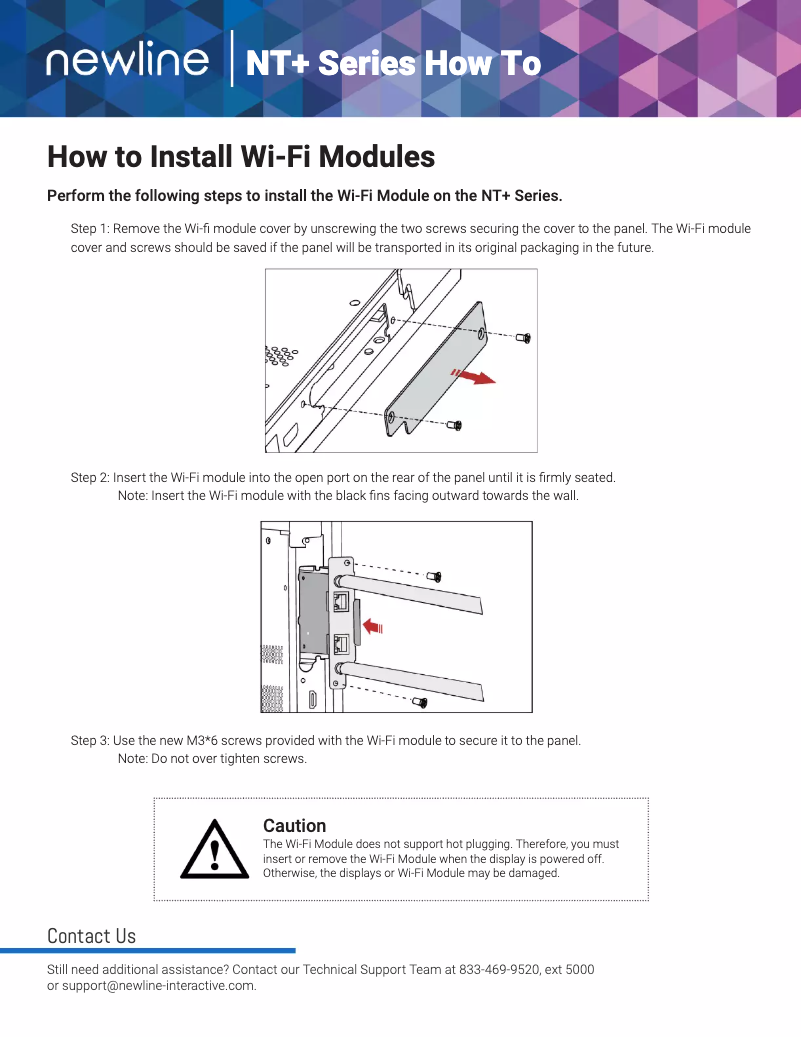 Page n°1 - Guide d'installation Newline TT-7523NT-PLUS
