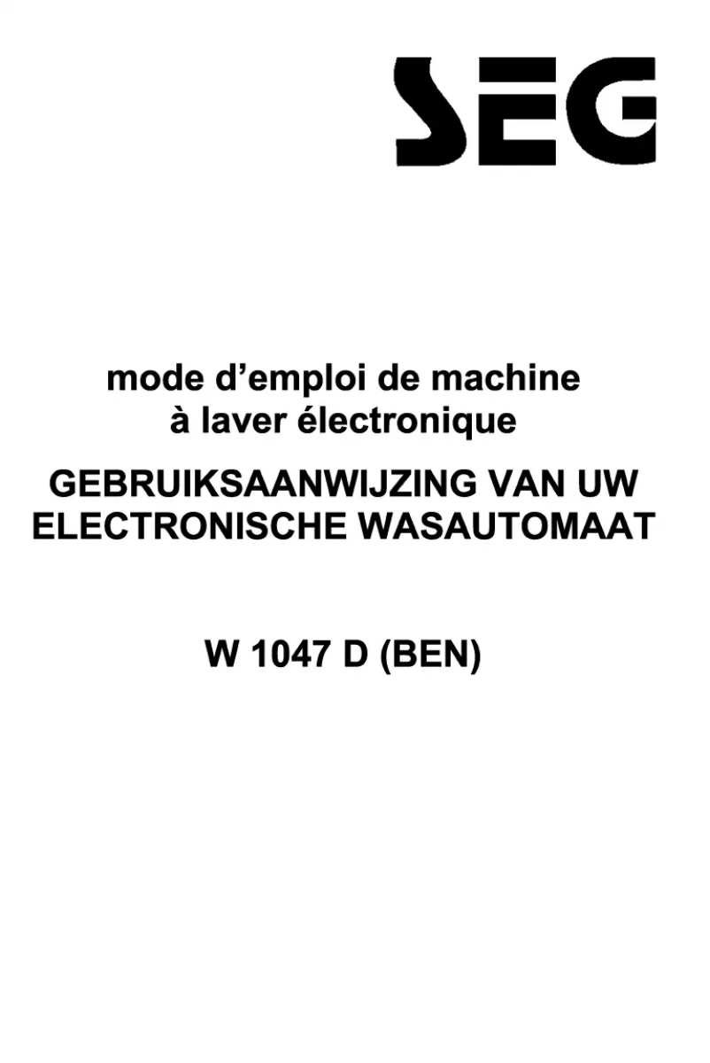 Page 1 de la notice Manuel utilisateur SEG W 1047 D (BEN)