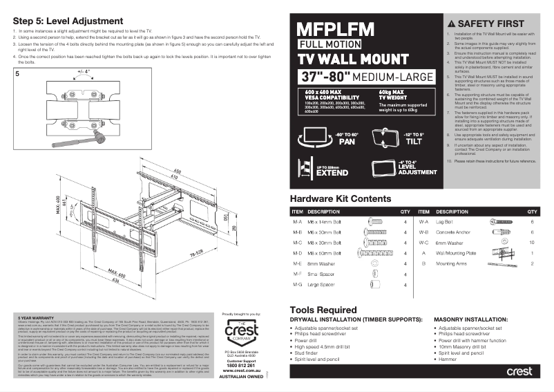 Page n°1 - Manuel utilisateur Crest MFPLFM