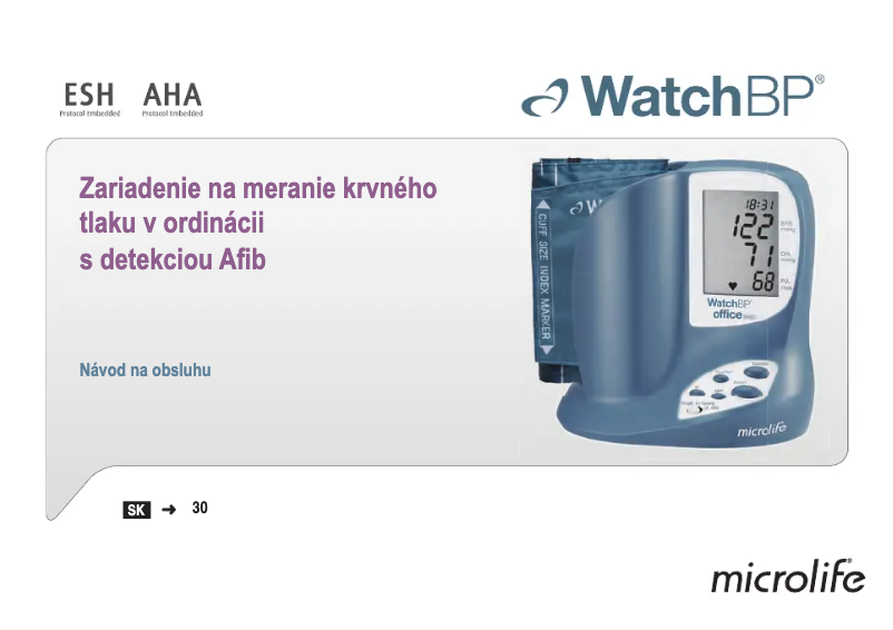 Página 1 del manual Manual de usuario Microlife WatchBP Office Basic