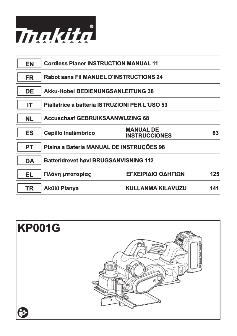Page 1 de la notice Manuel utilisateur Makita KP001GZ