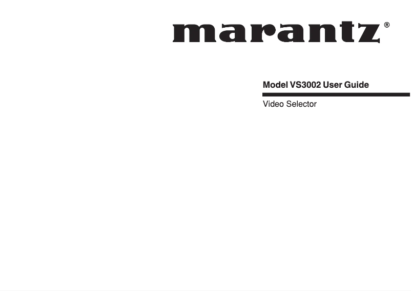 Page n°1 - Manuel utilisateur Marantz VS3002
