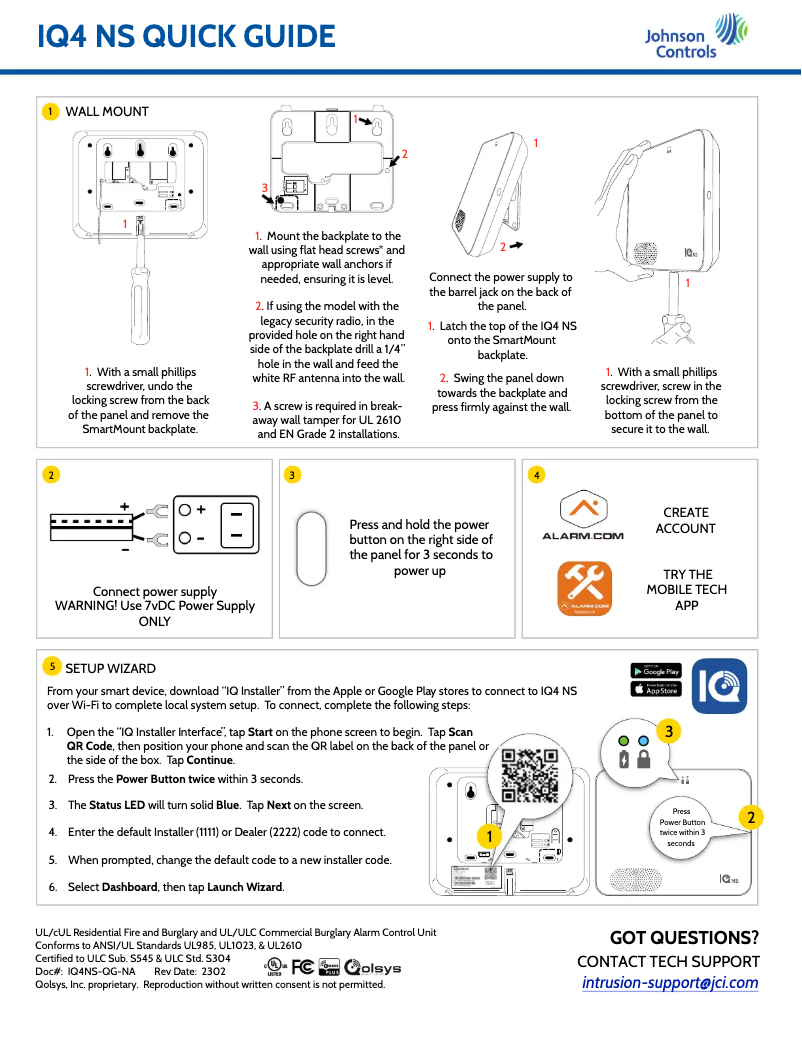 Page n°1 - Manuel utilisateur Qolsys IQ4 NS