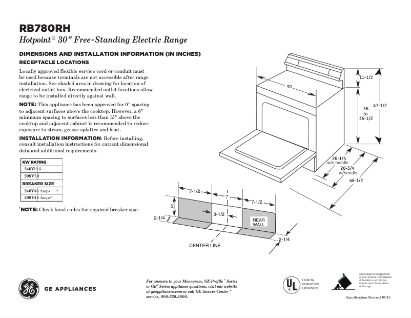Page n°1 - Fiche technique Hotpoint RB780RHSS