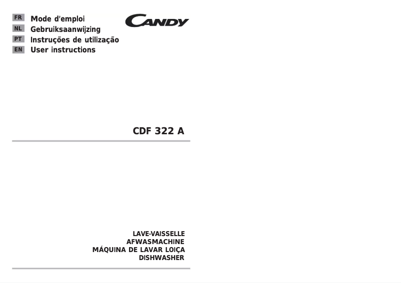 Page 1 de la notice Manuel utilisateur Candy CDF 322A