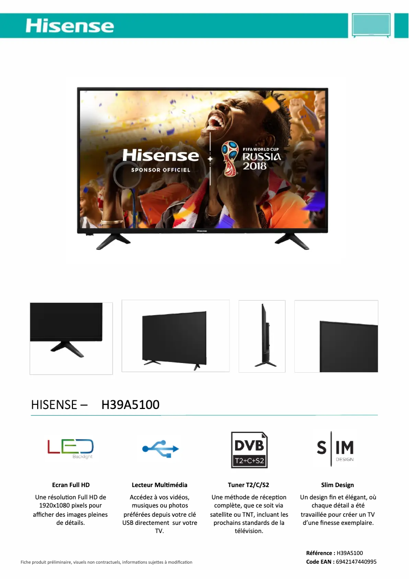 Image de la première page du manuel de l'appareil H39A5100