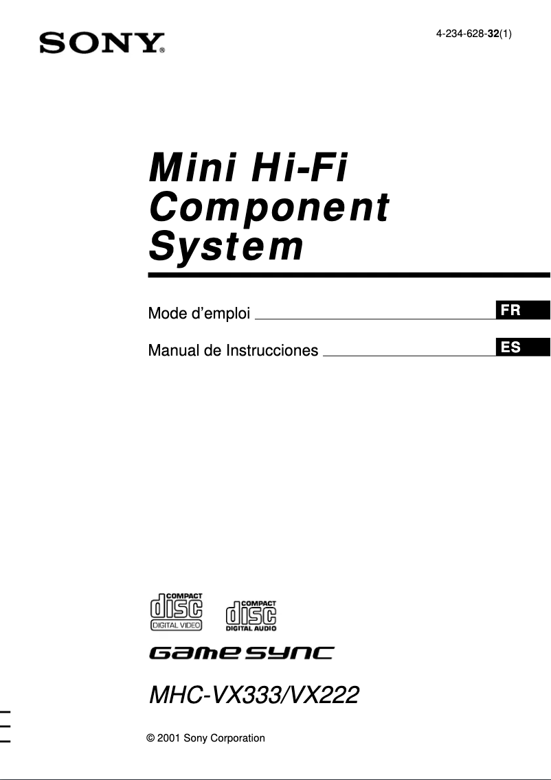 Page n°1 - Manuel utilisateur Sony MHC-VX333