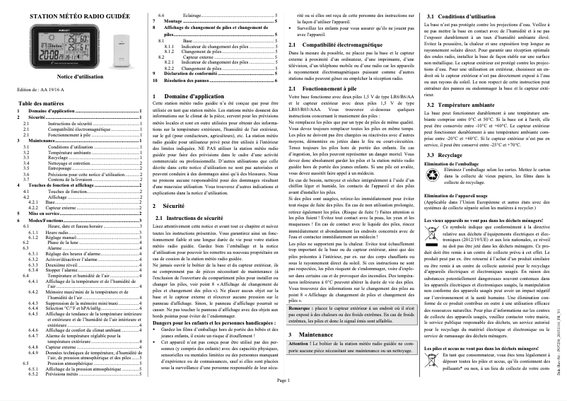 Page 1 de la notice Manuel utilisateur Ascot AB6-WS-11A