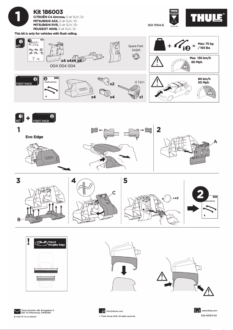 Page n°1 - Manuel utilisateur Thule Kit 186003