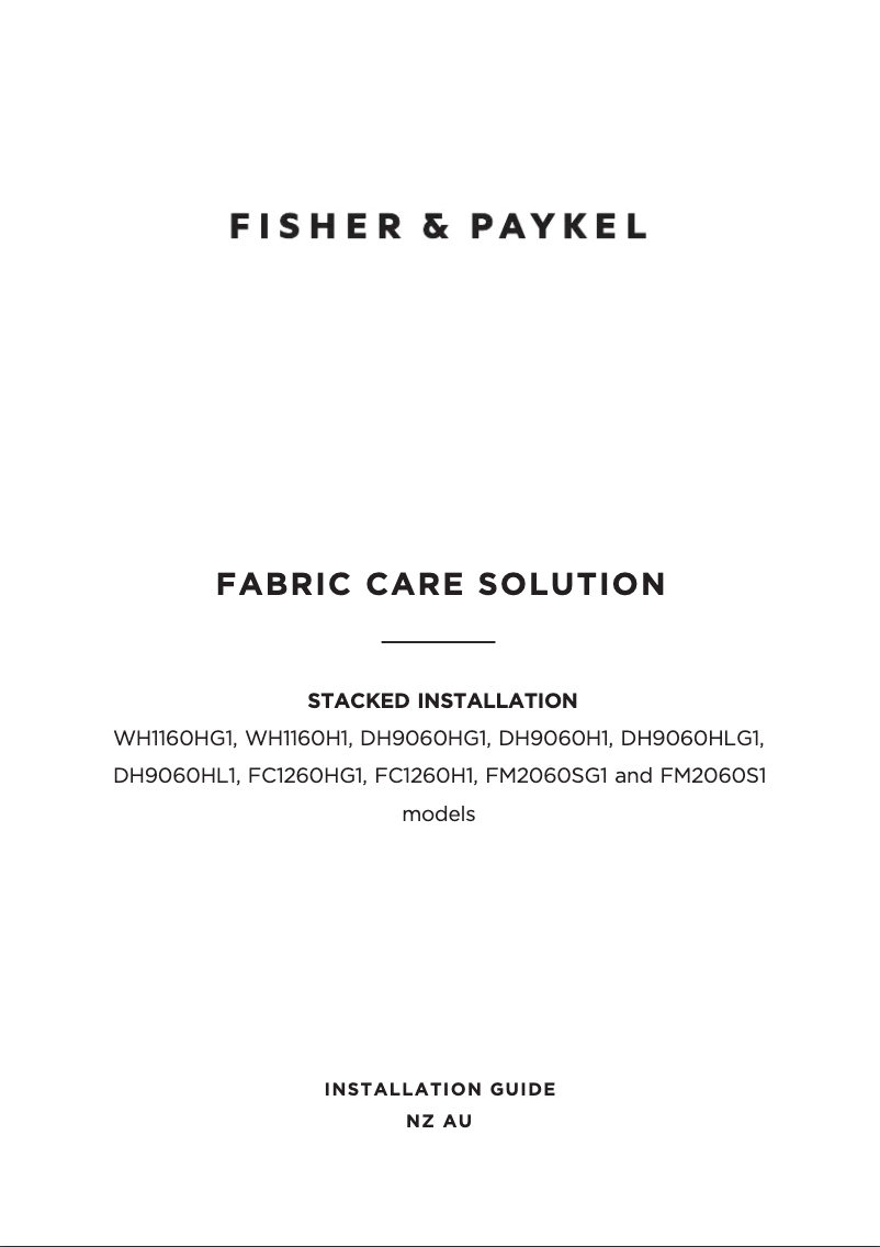 Page 1 de la notice Guide d'installation Fisher & Paykel FC1260HG1