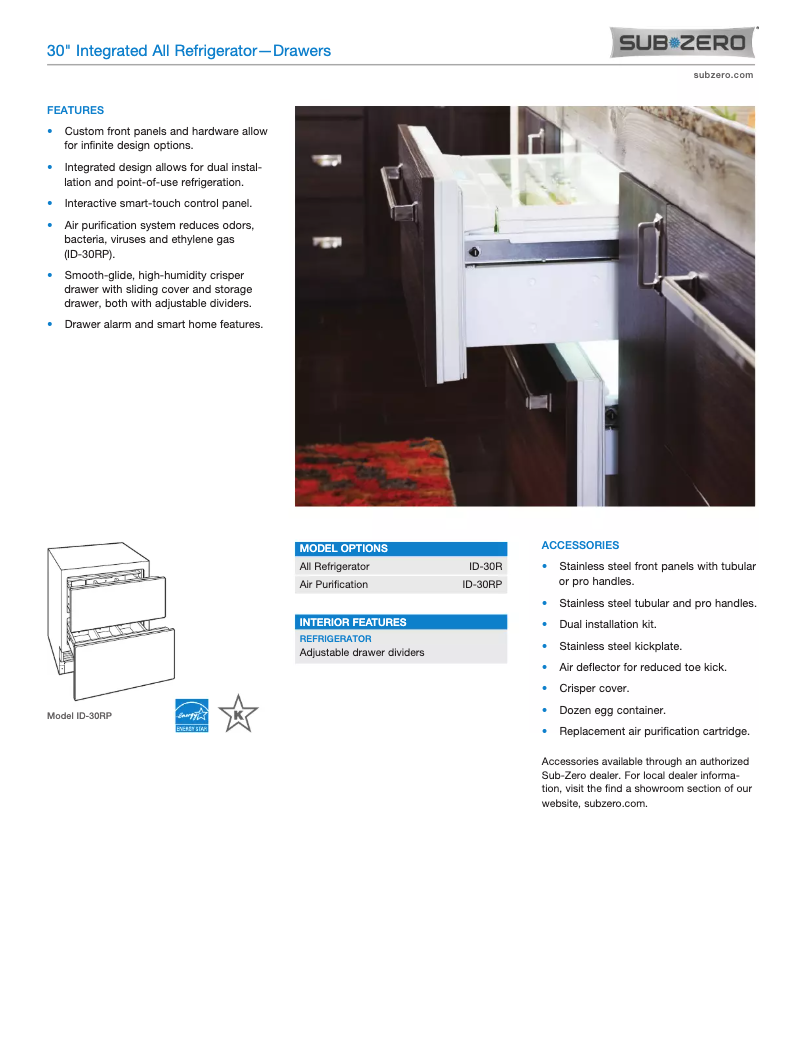 Page n°1 - Manuel utilisateur Sub-Zero ID-30R