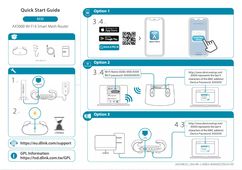 Page 1 de la notice Guide d'installation D-Link M30