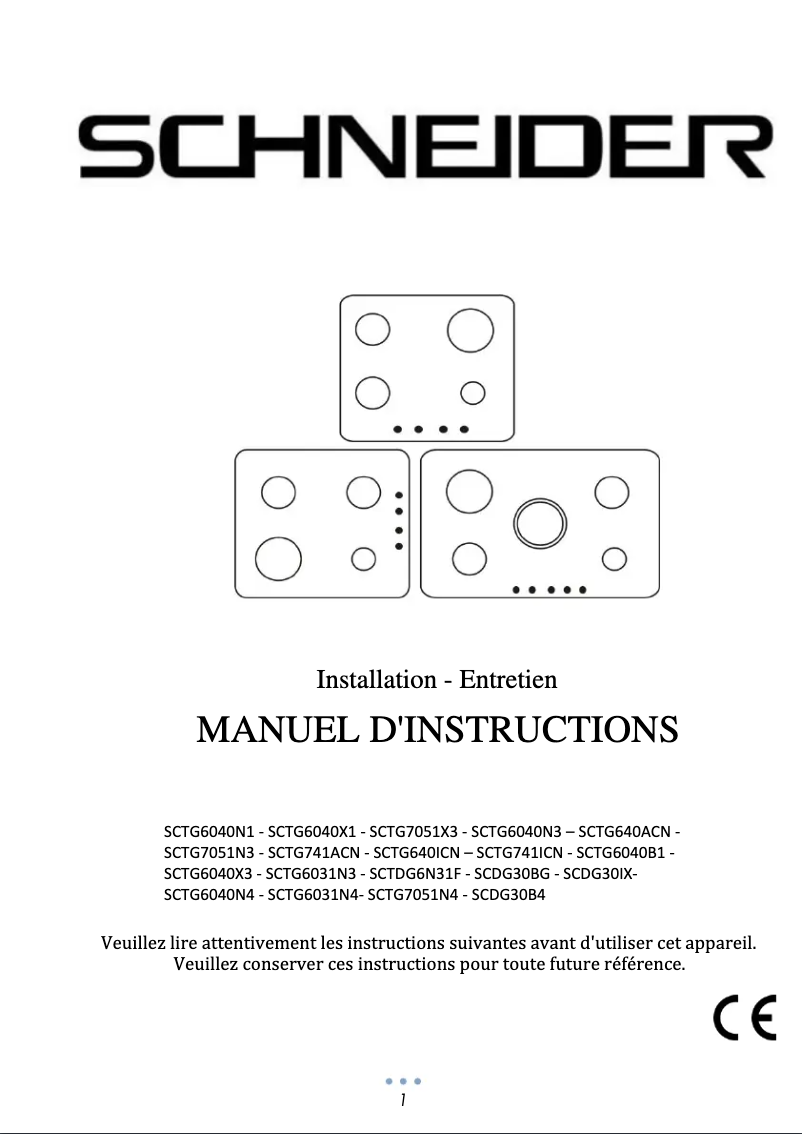 Page 1 de la notice Manuel utilisateur Schneider SCTG6040N4