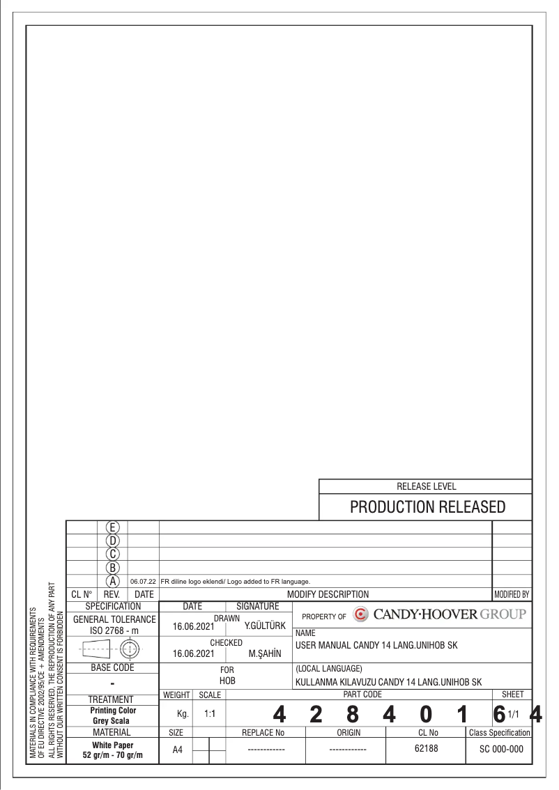 Image de la première page du manuel de l'appareil CHG6D4WX