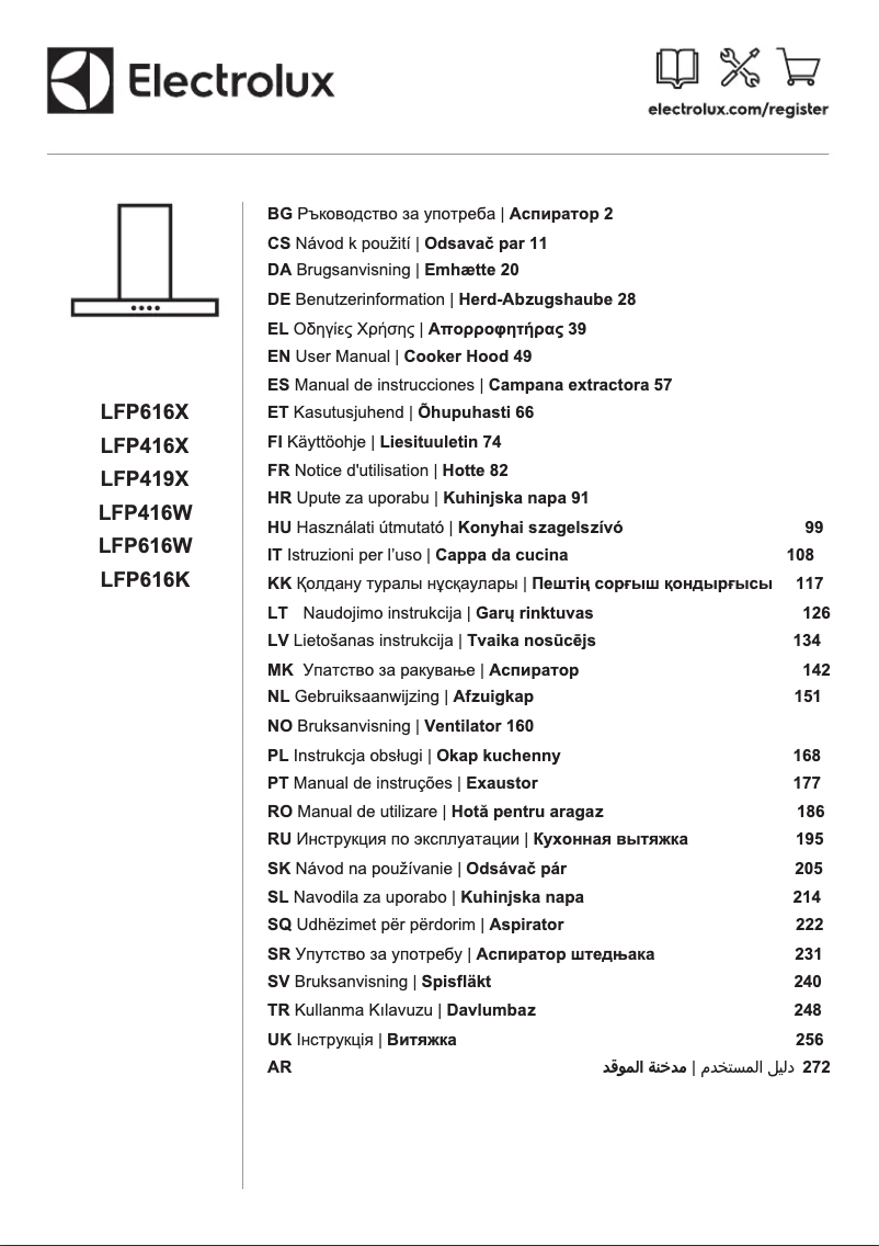 Page 1 de la notice Manuel utilisateur Electrolux LFP616X