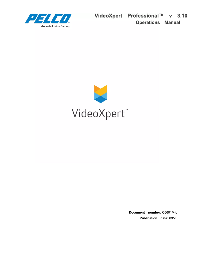 Page n°1 - Manuel utilisateur Pelco VideoXpert Professional VXP-P2-72-J-D
