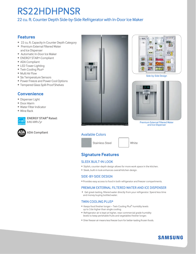 Image de la première page du manuel de l'appareil RS22HDHPN