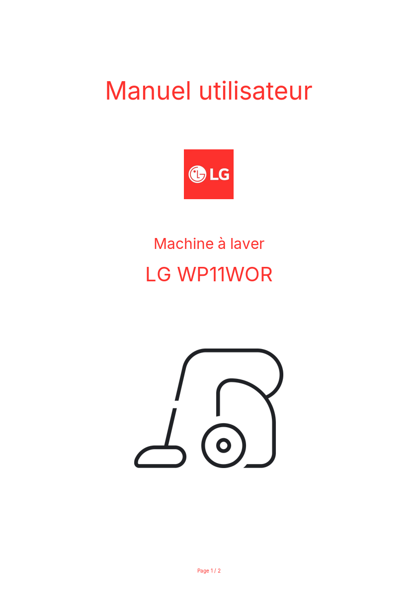 Page n°1 - Manuel utilisateur LG WP11WOR