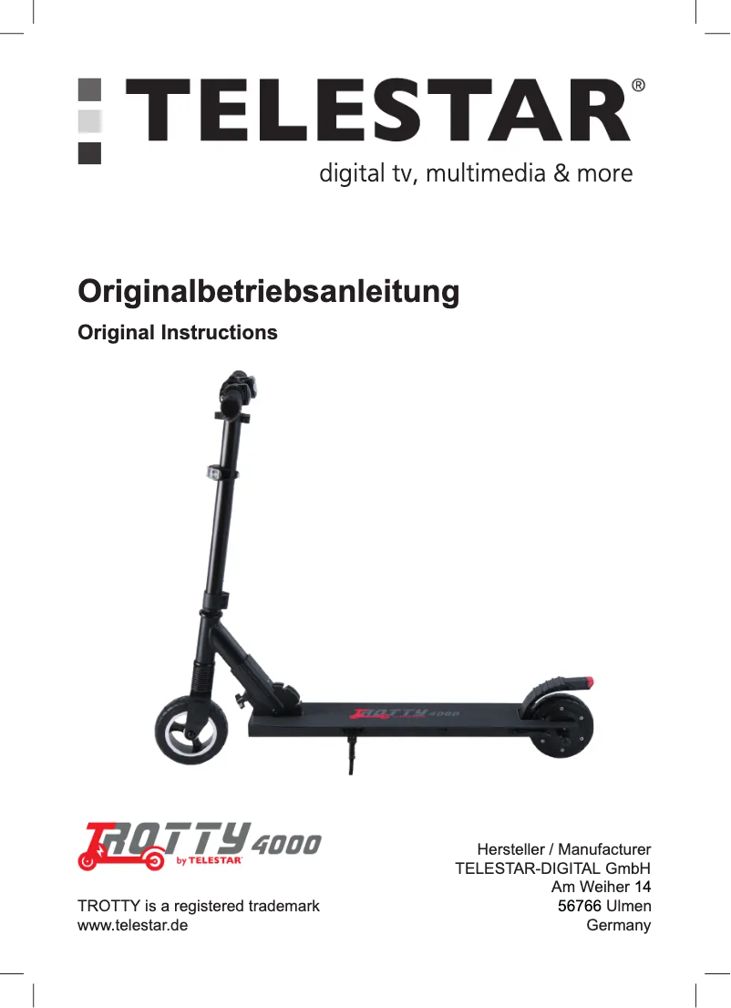 Page 1 de la notice Manuel utilisateur Telestar Trotty 4000