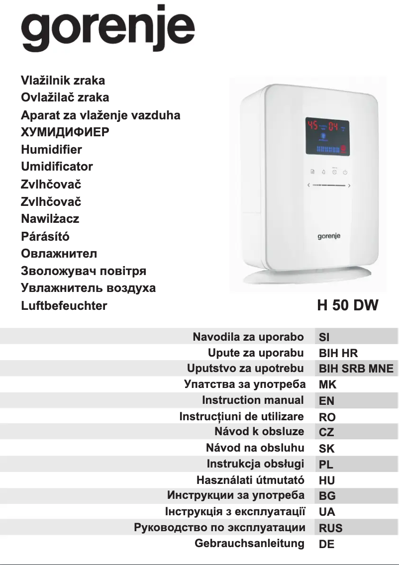 Página 1 del manual Manual de usuario Gorenje H50DW