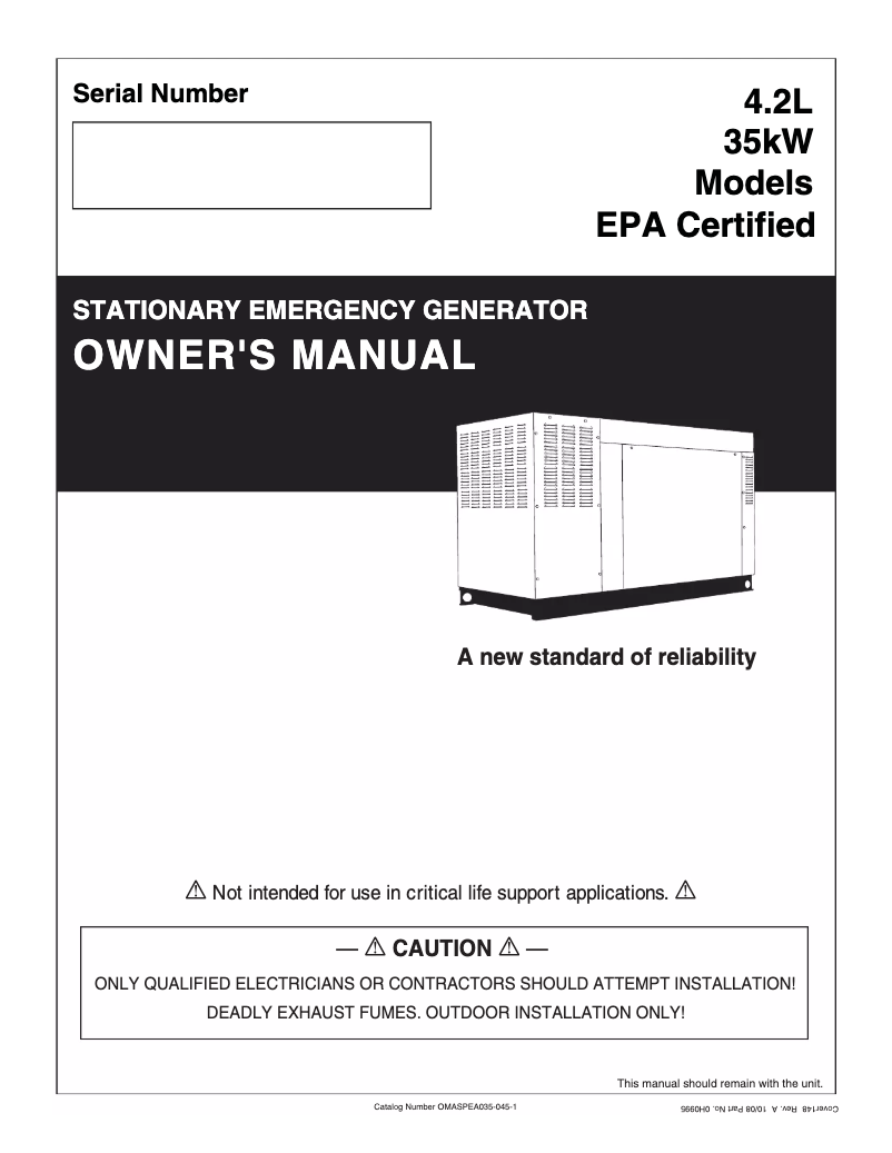 Page 1 de la notice Manuel utilisateur Generac QT04542ANANR