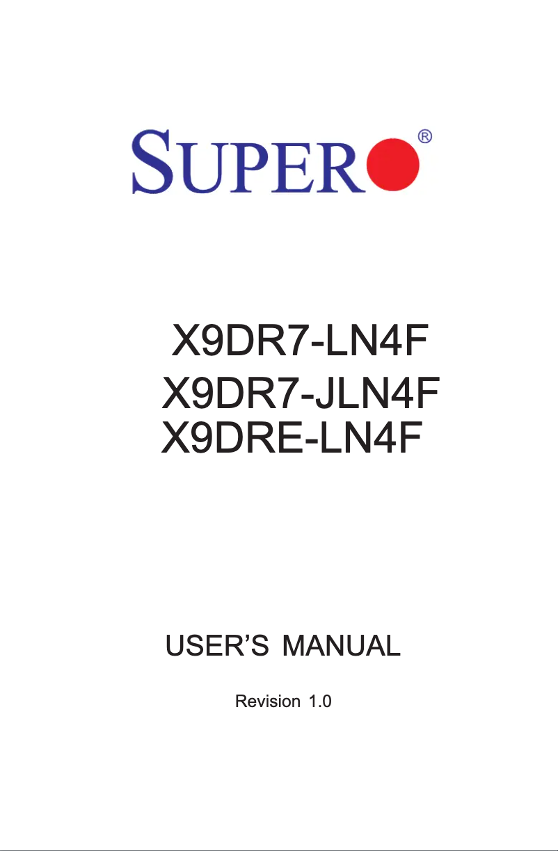 Image de la première page du manuel de l'appareil X9DRE-LN4F