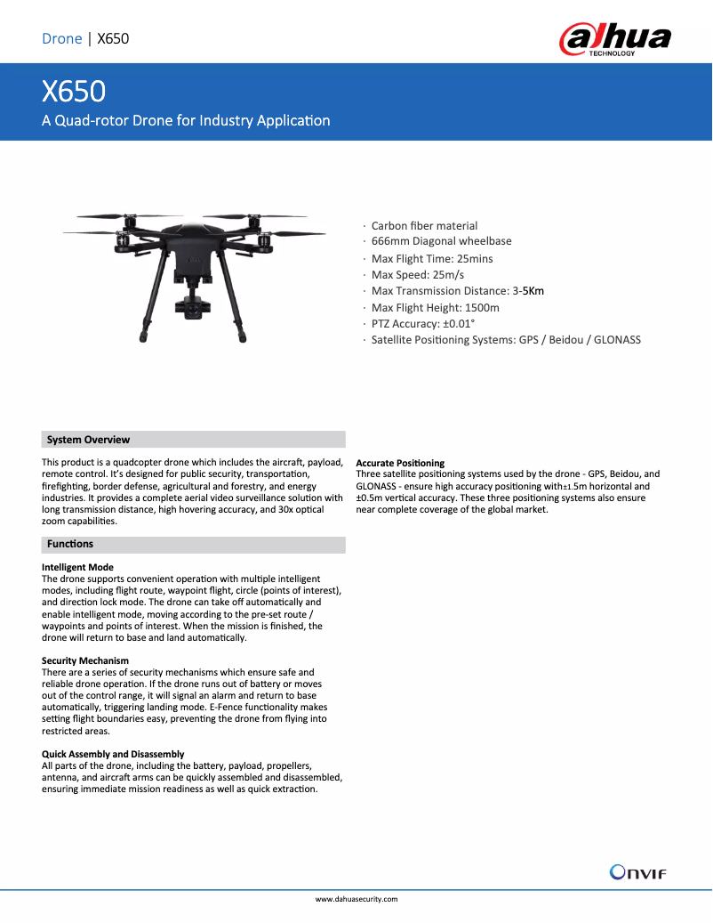 Page 1 of the manual Technical Sheet Dahua Technology X650CS