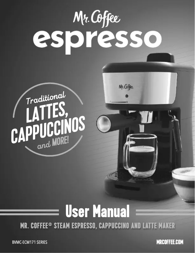 Page n°1 - Manuel utilisateur Mr. Coffee Espresso