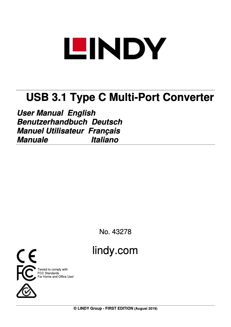 Página 1 del manual Manual de usuario Lindy 43278