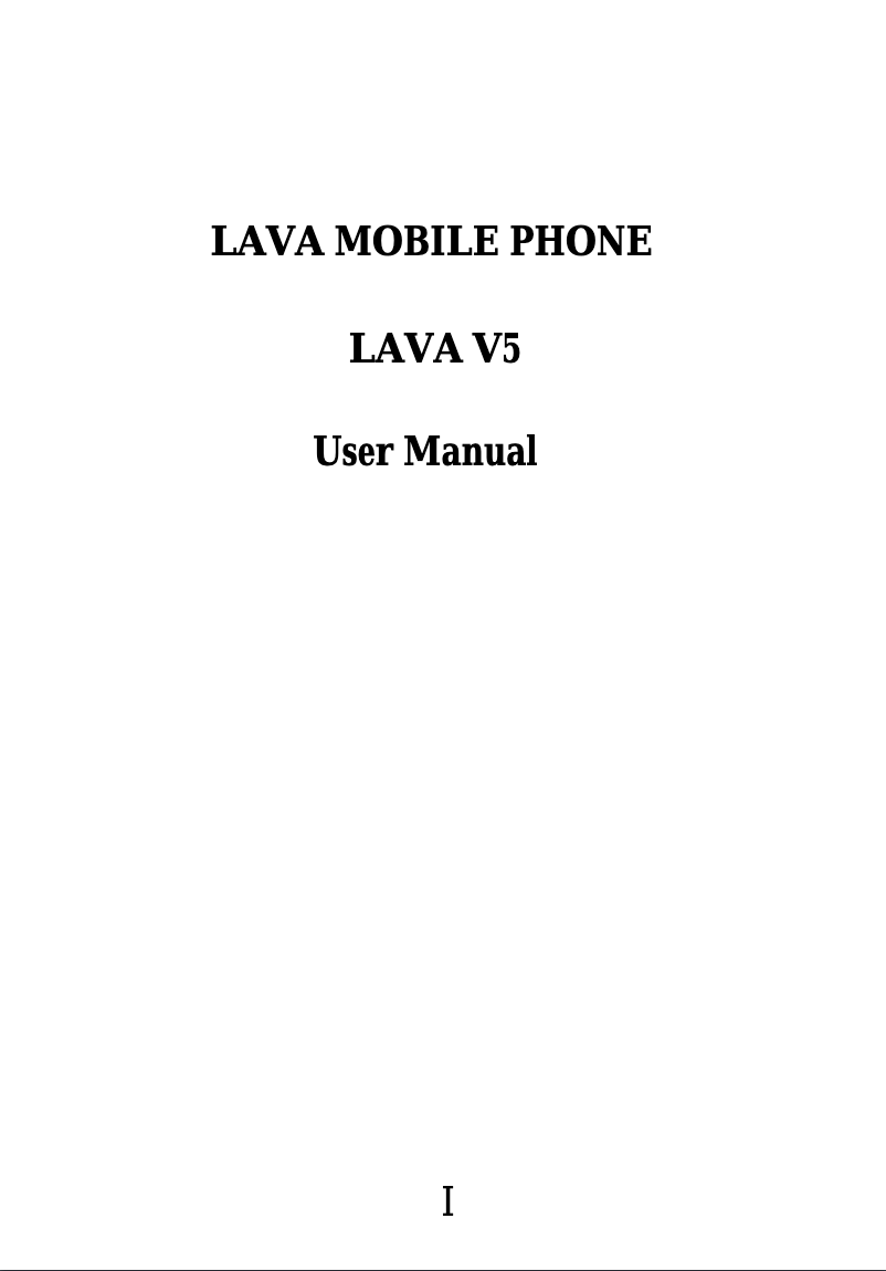 Page 1 de la notice Manuel utilisateur Lava V5