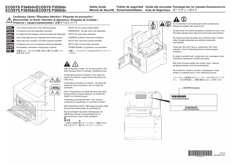 Image de la première page du manuel de l'appareil ECOSYS P3050dn