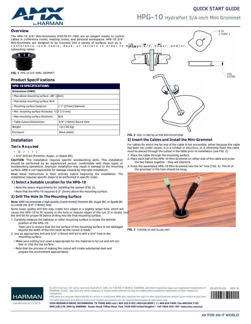 Page n°1 - Manuel utilisateur AMX HPG-10