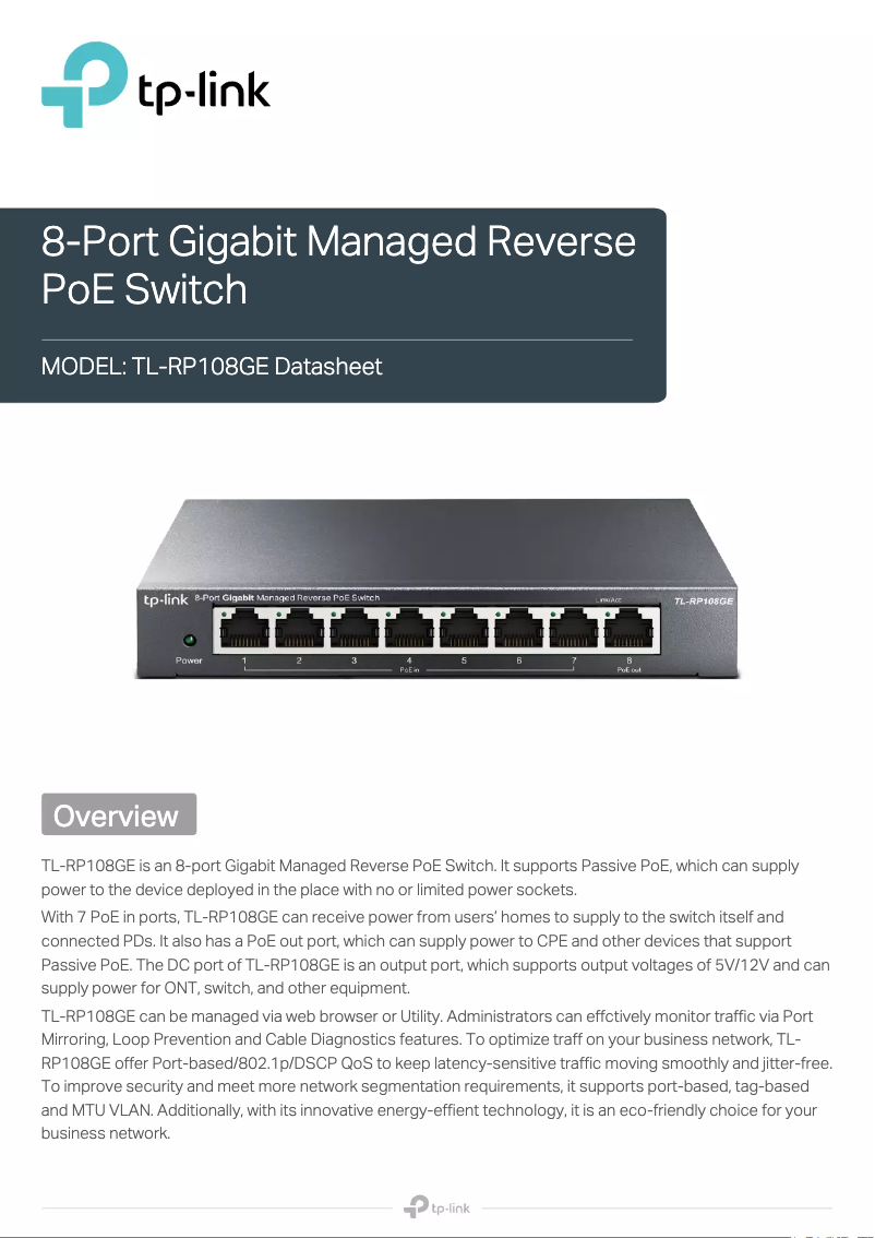 Página 1 del manual Ficha técnica TP-Link TL-RP108GE